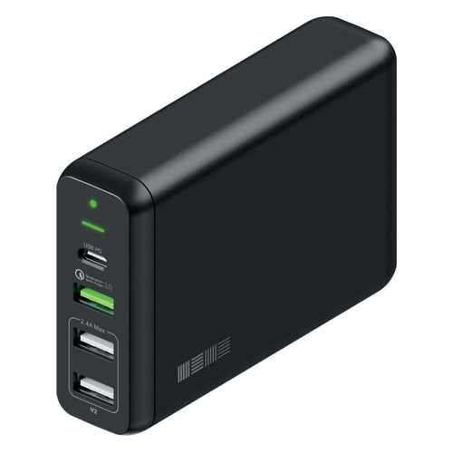 фото Настольное зарядное устройство interstep 60w, 3 usb + usb type-c, 3a, черный