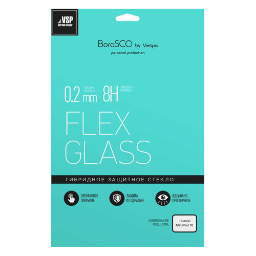 

Защитное стекло BORASCO Hybrid Glass для Huawei MatePad T8, 8", 194.8 х 116.2 мм, 1 шт [39224], Hybrid Glass