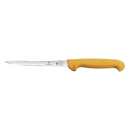 

Нож кухонный Victorinox Swibo, филейный, 160мм, заточка прямая, стальной, желтый [5.8448.16], Swibo