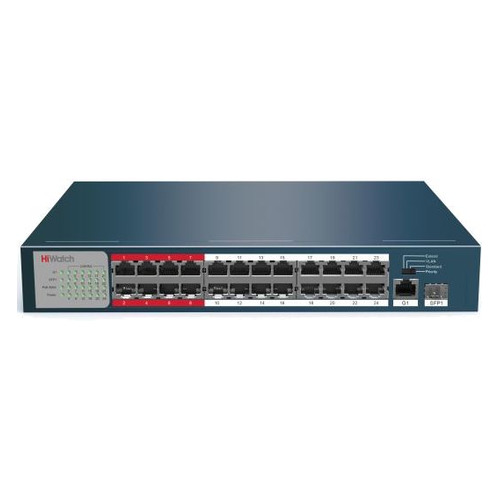 

Коммутатор HiWatch DS-S2624P(B) 24x100Mb 1G 1SFP 24PoE+ 230W неуправляемый, DS-S2624P(B)