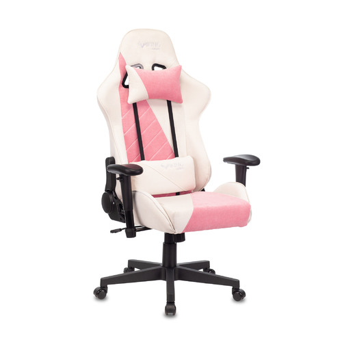 фото Кресло игровое zombie viking x, на колесиках, ткань, розовый/белый [viking x pink]
