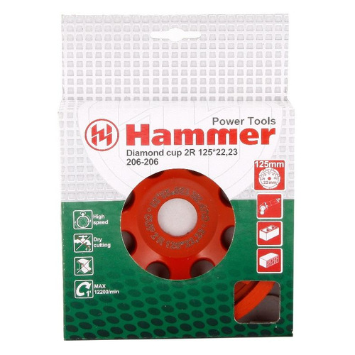 фото Чашка hammer flex 206-206 cup 2r, по бетону, 125мм, 22.2мм [30705]