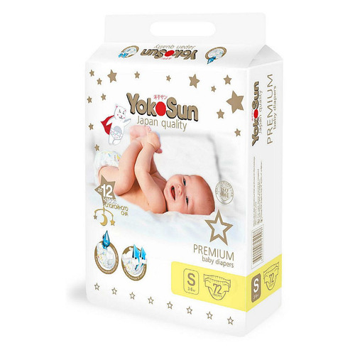 

YOKOSUN Premium S подгузники, 3-6 кг, 72 шт.