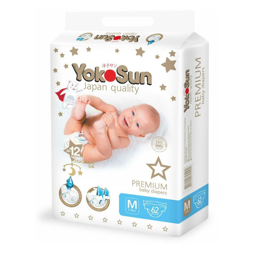 

YOKOSUN Premium M подгузники, 5-10 кг, 62 шт.