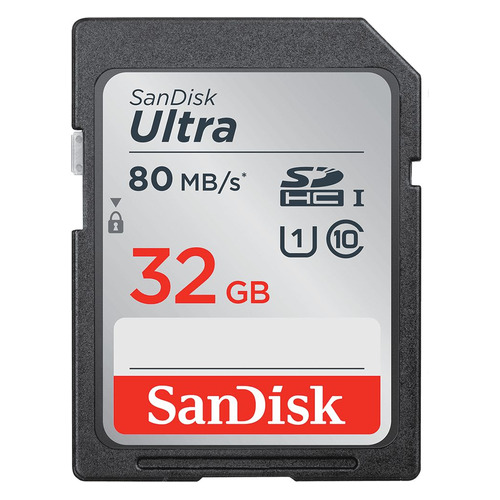 

Карта памяти SDHC UHS-I U1 SANDISK Ultra 32 ГБ, 80 МБ/с, Class 10, SDSDUNR-032G-GN6IN, 1 шт., SDSDUNR-032G-GN6IN