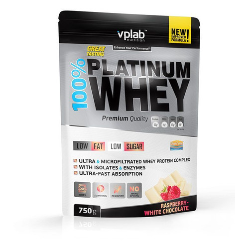 фото Протеин vplab 100% platinum whey, порошок, 750гр, малина-белый шоколад [vp54438]