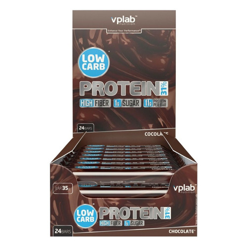 фото Набор батончиков протеин. vplab low carb protein bar бат. 24х35гр шоколад (упак.:24шт) (vp54179)