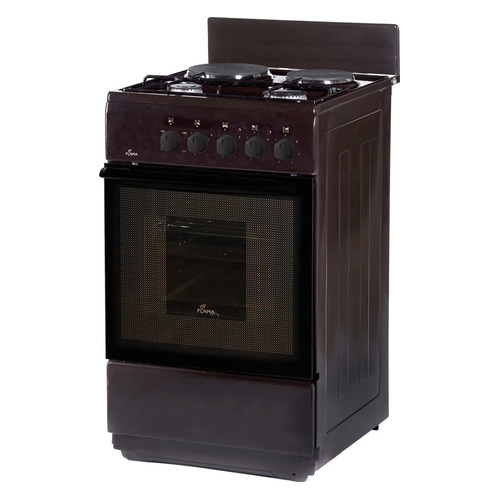 фото Газовая плита flama rk 2201 b, электрическая духовка, без крышки, коричневый