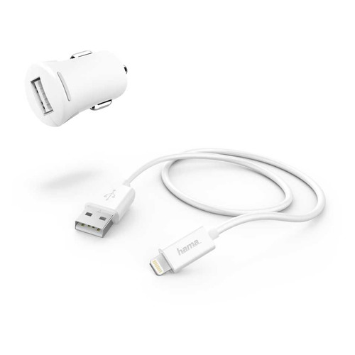 фото Комплект зарядного устройства hama h-183266, usb, 8-pin lightning (apple), 2.4a, белый