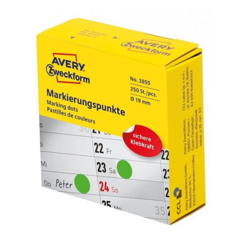 

Этикетки Avery Zweckform 3855 диаметр 19мм 250шт на листе/70г/м2/зеленый самоклей. универсальная (уп, 3855