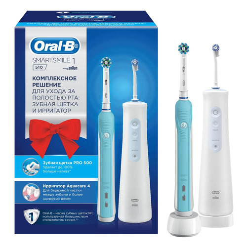 фото Набор электрических зубных щеток oral-b smartsmile 510 (pro500+ aquacare 4), цвет: белый [81747818]