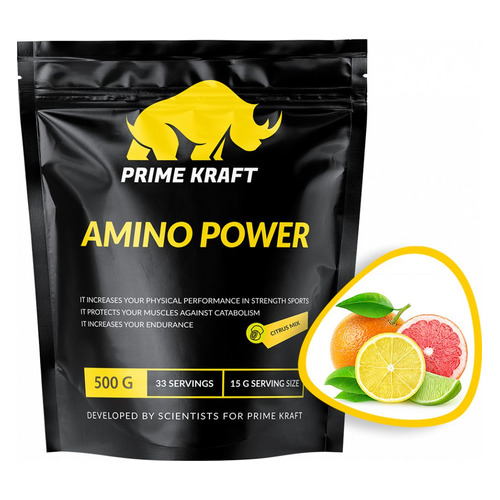 фото Тренировочный комплекс prime kraft amino power, порошок, 500гр, цитрусовый микс [яб018248]