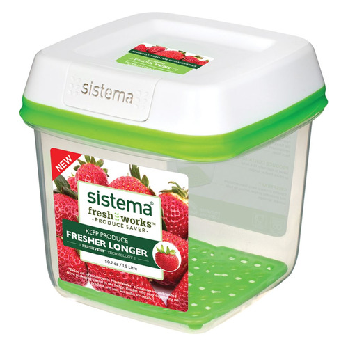 

Контейнер SISTEMA Freshworks 53110, 1.5л, квадратная, пластик, белый/прозрачный, 53110