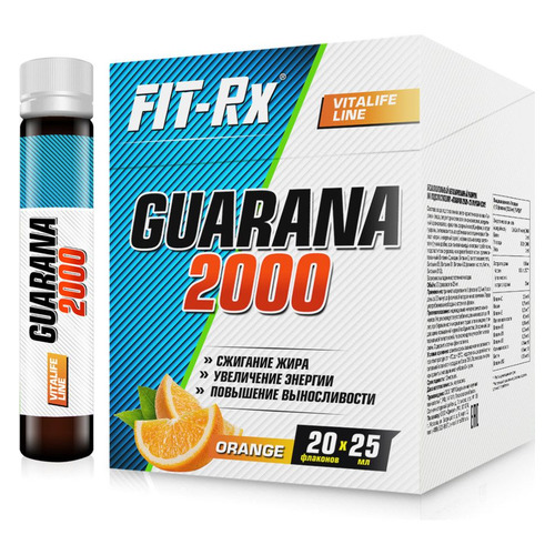 фото Энергетик fit-rx guarana 2000, 20x25мл, 20, жидкость, апельсин [00231]