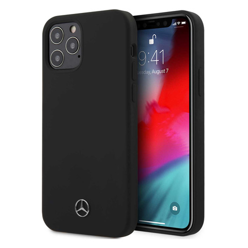 фото Чехол (клип-кейс) mercedes liquid silicone, для apple iphone 12/12 pro, черный [mehcp12msilbk] noname