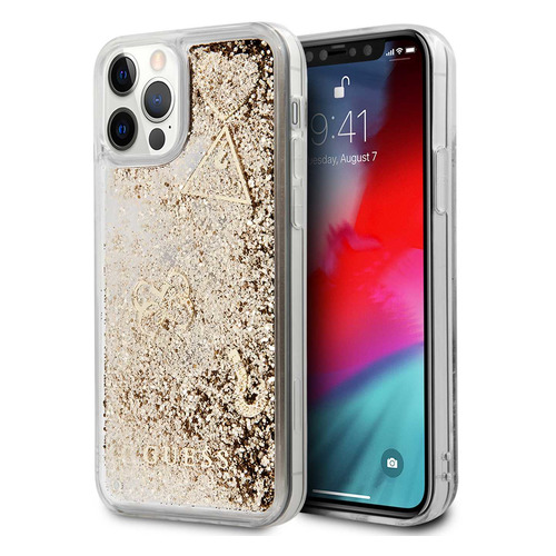 

Чехол (клип-кейс) Guess Glitter, для Apple iPhone 12/12 Pro, прозрачный/золотистый [guhcp12mglhflgo], Guess Glitter