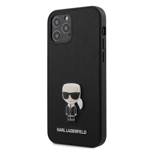 фото Чехол (клип-кейс) karl lagerfeld, для apple iphone 12/12 pro, черный [klhcp12mikmsbk] noname