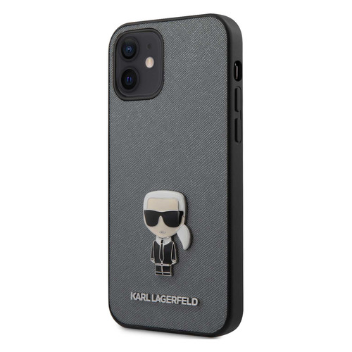 фото Чехол (клип-кейс) karl lagerfeld, для apple iphone 12 mini, серый [klhcp12sikmssl] noname