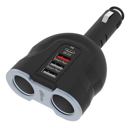 фото Автомобильное зарядное устройство ritmix rm-24xqpd, 3 usb + usb type-c, 3.1a, черный