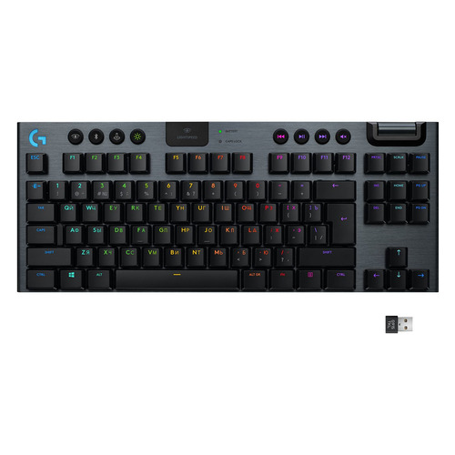 

Клавиатура Logitech G915 TKL Lightspeed, USB, Bluetooth/Радиоканал, черный [920-009536], G915 TKL Lightspeed