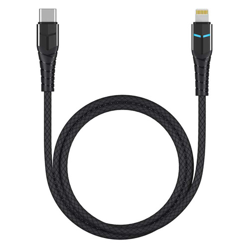 фото Кабель deppa led, lightning (m) - usb type-c (m), 1.2м, черный [72297]