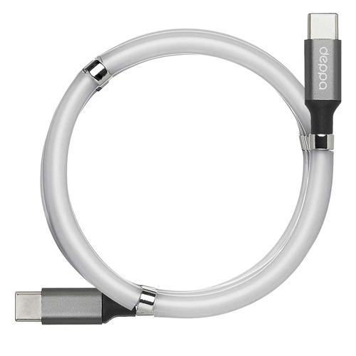 фото Кабель deppa magnetic_100 w, usb type-c (m) - usb type-c (m), 1.5м, серый [72321]