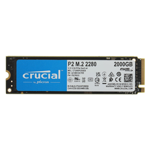 

SSD накопитель Crucial P2 CT2000P2SSD8 2ТБ, M.2 2280, PCI-E x4, NVMe, CT2000P2SSD8