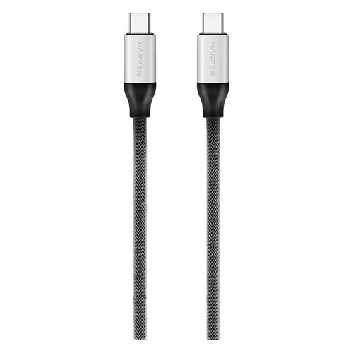 фото Кабель harper brch-770, usb type-c (m) - usb type-c (m), 1м, серебристый