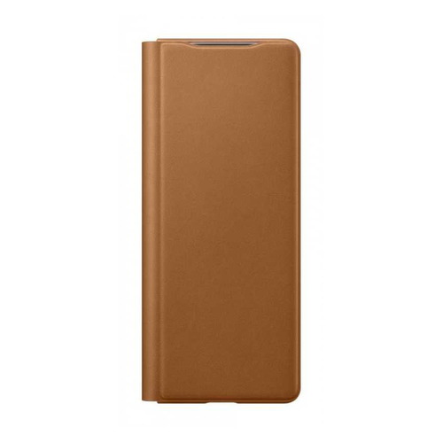 фото Чехол (клип-кейс) samsung leather flip cover, для samsung galaxy z fold2, коричневый [ef-ff916laegru]