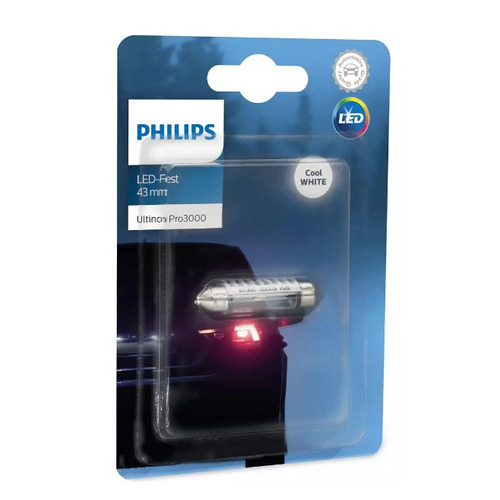 

Лампа автомобильная светодиодная Philips 11864U30CWB1, Fest T10,5x43, 12В, 0.6Вт, 6000К, 1шт, 11864U30CWB1