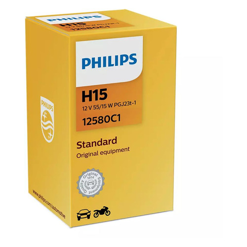 фото Лампа автомобильная галогенная philips 12580c1, h15, 12в, 15вт, 1шт