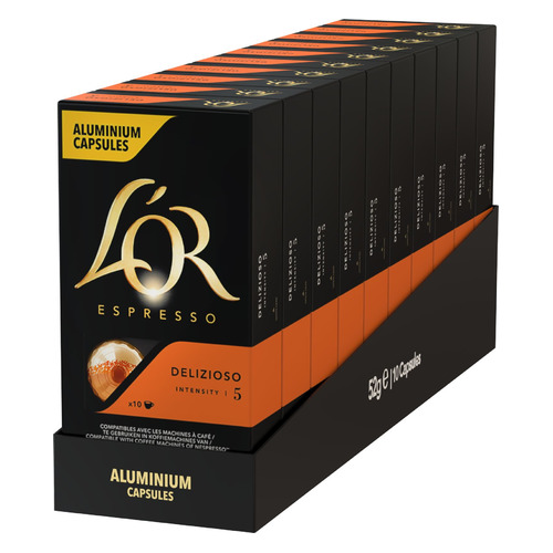 

Кофе в капсулах L`OR Espresso Delizioso, капсулы, совместимые с кофемашинами NESPRESSO®, крепость 5, 100 шт [8052177], Espresso Delizioso