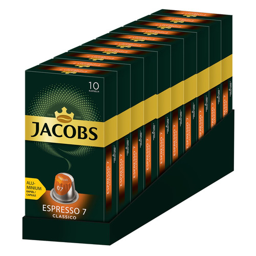 

Кофе в капсулах JACOBS MONARCH Espresso 7 Classico, капсулы, совместимые с кофемашинами NESPRESSO®, крепость 7, 100 шт [8052287], Espresso 7 Classico