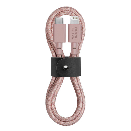 фото Кабель native union, lightning (m) - usb type-c (m), 1.2м, mfi, розовый [belt-kv-cl-rose-2] noname