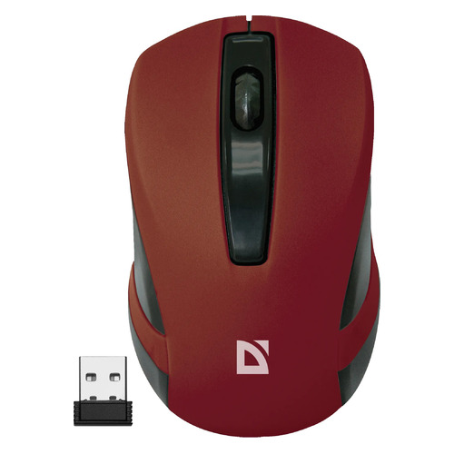 

Мышь Defender MM-605, оптическая, беспроводная, USB, красный [52605], MM-605
