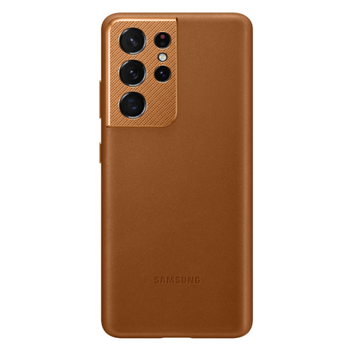 фото Чехол (клип-кейс) samsung leather cover, для samsung galaxy s21 ultra, коричневый [ef-vg998laegru]