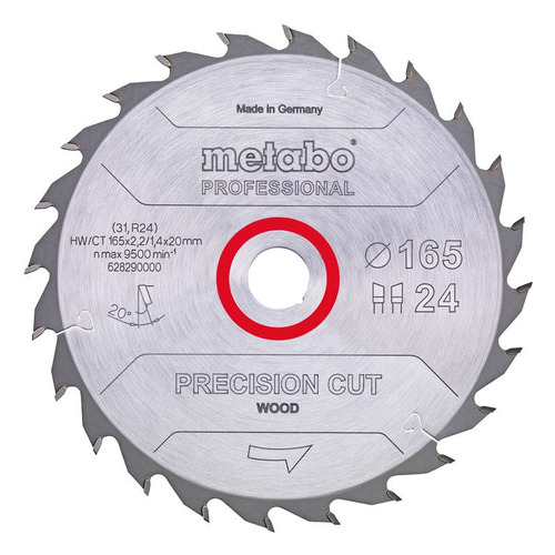 фото Отрезной диск metabo precision cut wood — professional, по дереву, 165мм, 1.4мм, 20мм, 1шт [628290000]