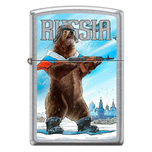 Зажигалка Zippo Русский медведь 207 Russian Bear латунь/сталь серебристый