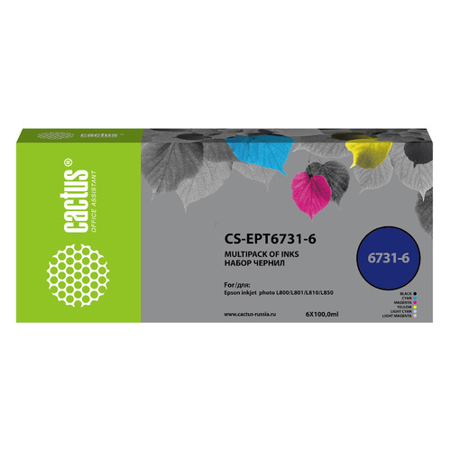 

Набор чернил Cactus CS-EPT6731-6, для Epson, 100мл, многоцветный, CS-EPT6731-6