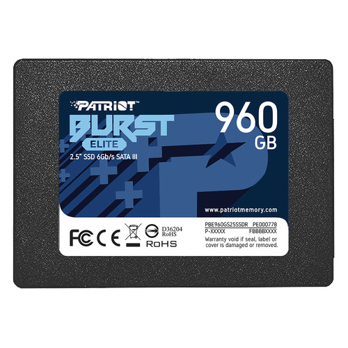 

SSD накопитель Patriot Burst Elite PBE960GS25SSDR 960ГБ, 2.5", SATA III, PBE960GS25SSDR
