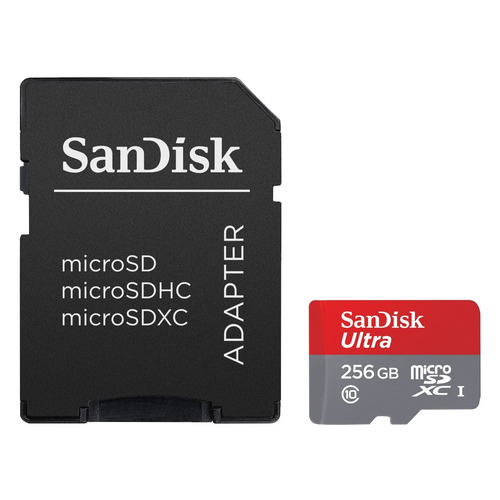 

Карта памяти microSDXC UHS-I U1 Sandisk Ultra 256 ГБ, 100 МБ/с, Class 10, SDSQUA4-256G-GN6MA, 1 шт., переходник SD, SDSQUA4-256G-GN6MA