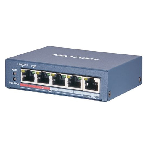

Коммутатор Hikvision DS-3E0505P-E/M 5G 4PoE+ 35W неуправляемый, DS-3E0505P-E/M