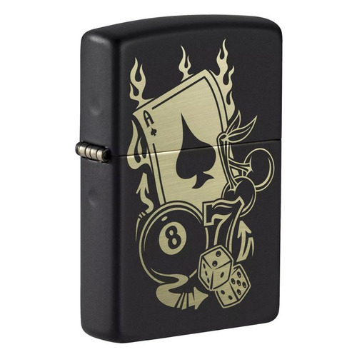 Зажигалка Zippo Gambling Design 49257 латунь/сталь черный матовый