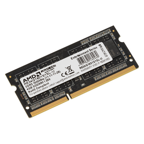 

Модуль памяти AMD R5 R534G1601S1SL-U DDR3 - 4ГБ 1600, SO-DIMM, Ret, R534G1601S1SL-U
