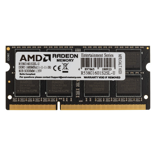 фото Модуль памяти amd r538g1601s2sl-u ddr3l - 8гб 1600, so-dimm, ret