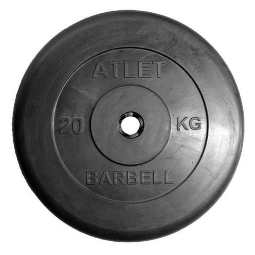 фото Диск mb barbell mb atlet b31-20 для штанги обрезин. 20кг черный/черный (28266397)