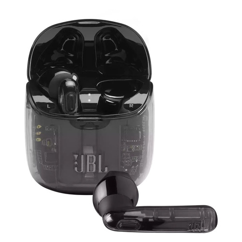 фото Гарнитура jbl t225 tws, bluetooth, вкладыши, прозрачный/черный [jblt225twsghostblk]