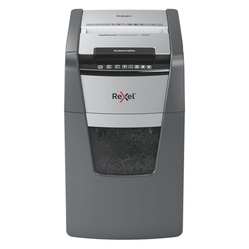 

Уничтожитель бумаг Rexel Optimum AutoFeed 150X, с автоподачей, P-4, 4х28 мм, 150 лист. одновременно, 44л [2020150xeu], 150X