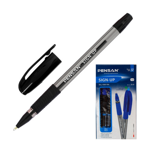

Ручка шариков. Pensan Sign-Up (2410/12BLACK) прозрачный/черный d=1мм кор.карт. сменный стержень 1сте 12 шт./кор., Sign-Up