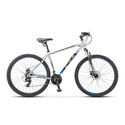 

Велосипед Stels Navigator-900 MD F010 (2021) горный рам.:19" кол.:29" серебристый/синий 18.2кг (LU08, Navigator-900 MD F010